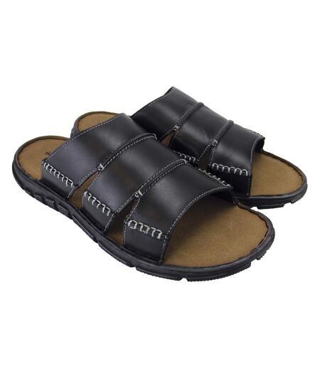 Mens Summer Beach Leather Slip On Slippers