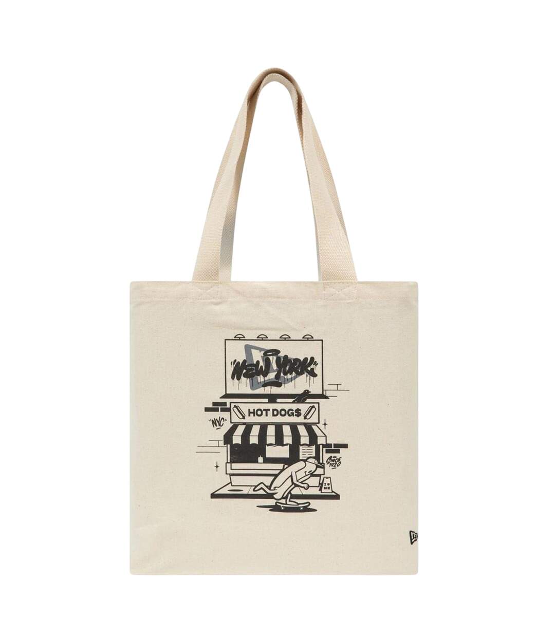 Graphic Print Tote Bag One Size Light Beige New Era-1
