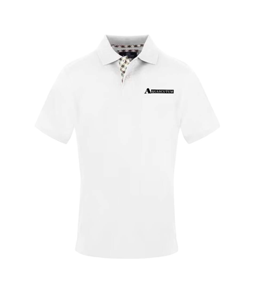Mens Logo Pique Polo Shirt White Aquascutum-1