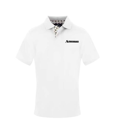 Mens Logo Pique Polo Shirt White Aquascutum