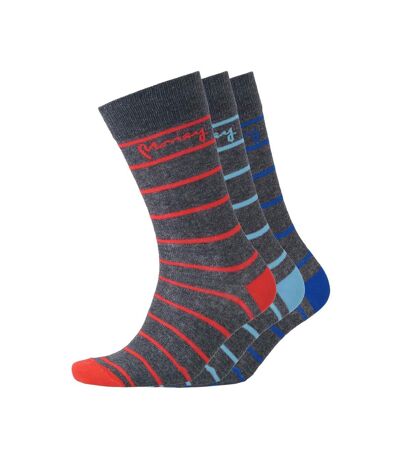 Money Mens Striped Socks (Pack of 3) (Charcoal Marl) - UTBG285