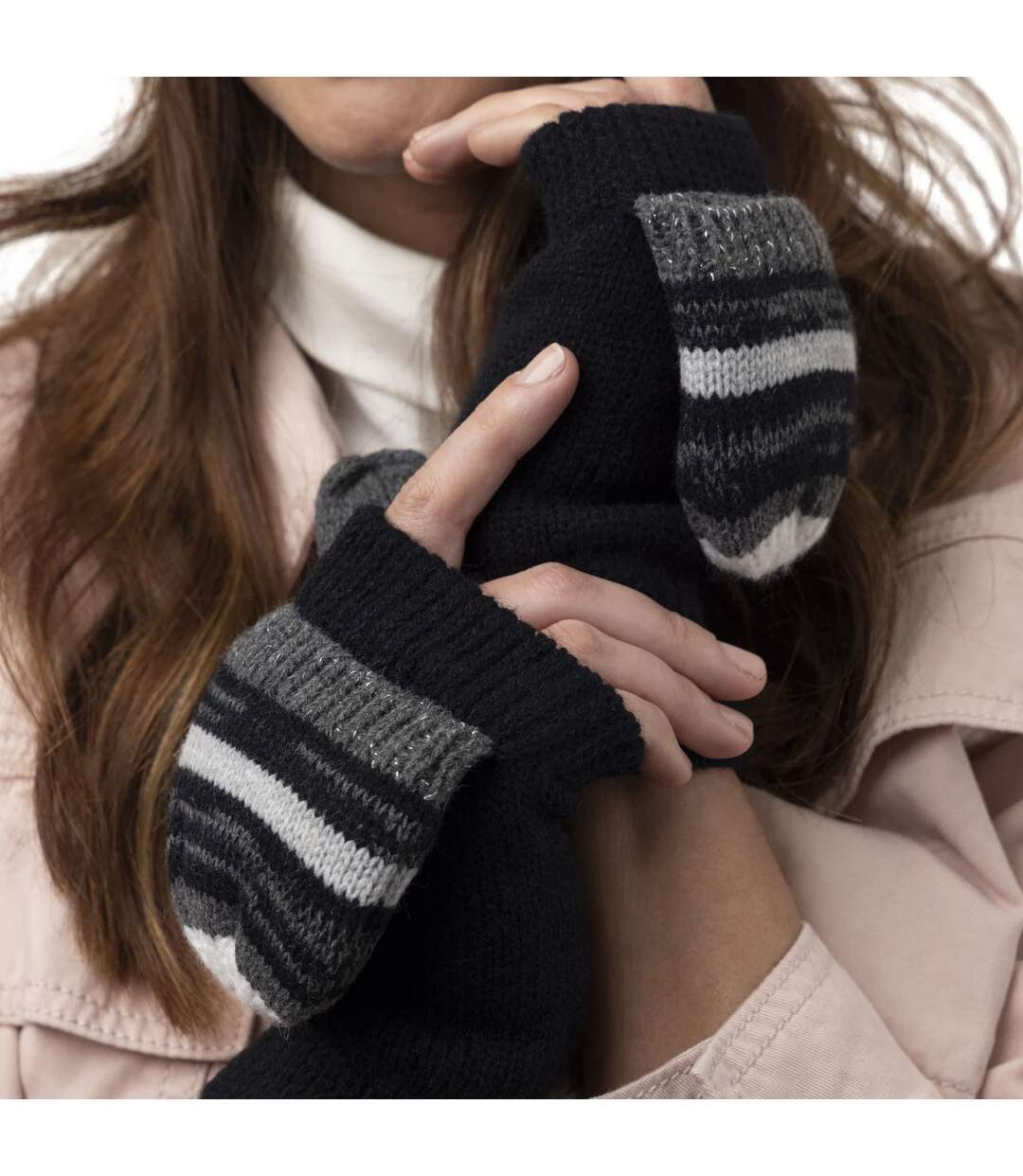 Gants Femme Fantaisie Tricot Thermique Sans Doigts-5