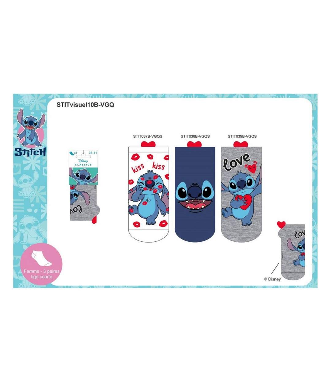 Chaussettes femme LICENCE Fantaisie-Assortiment modèles photos selon arrivages- - Pack de 9-3