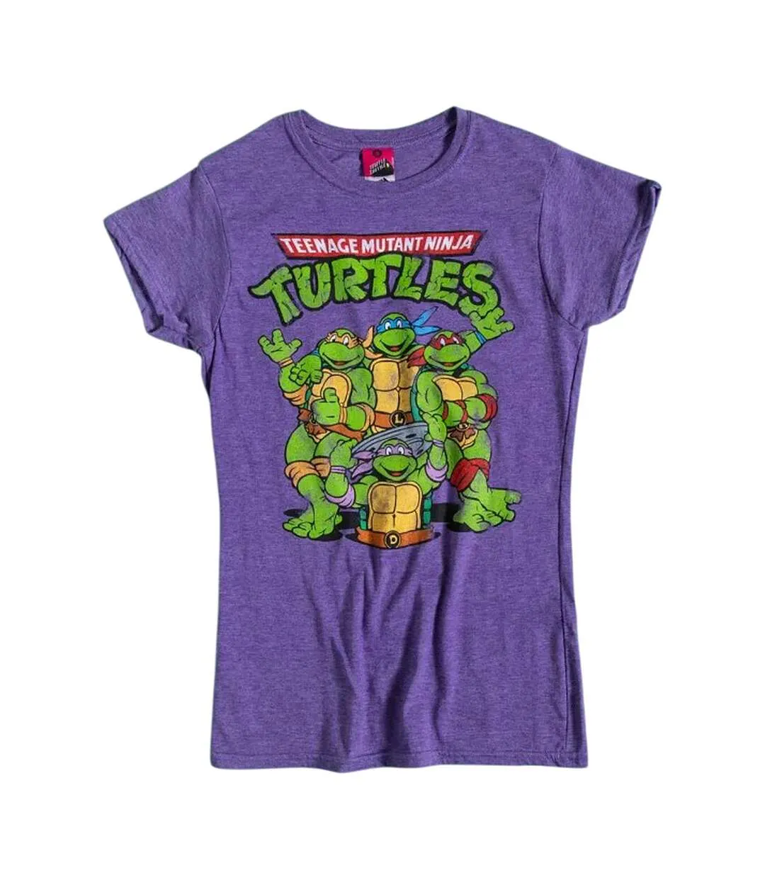 Womens/ladies Classic Fitted T-shirt Purple Marl Teenage Mutant Ninja Turtles-2
