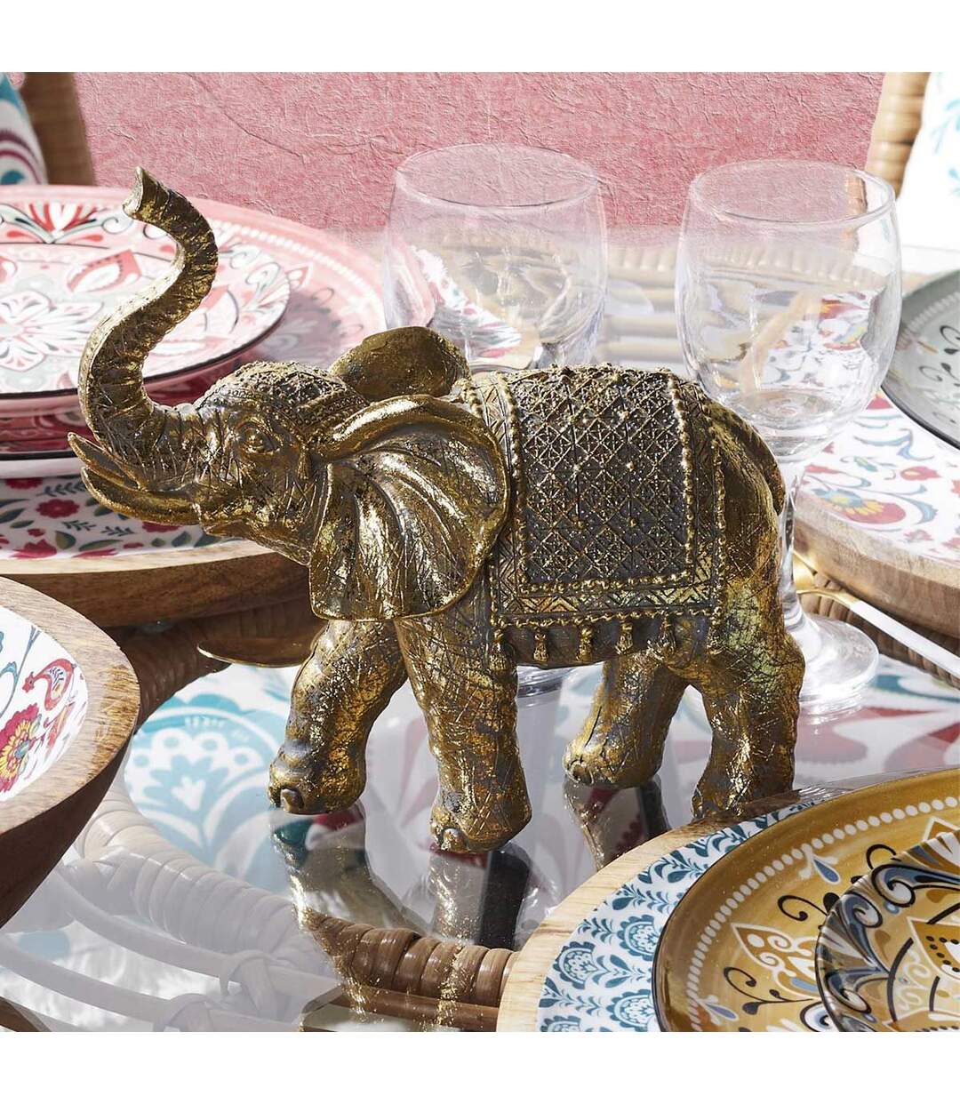 Statuette Déco Éléphant 21cm Doré-5