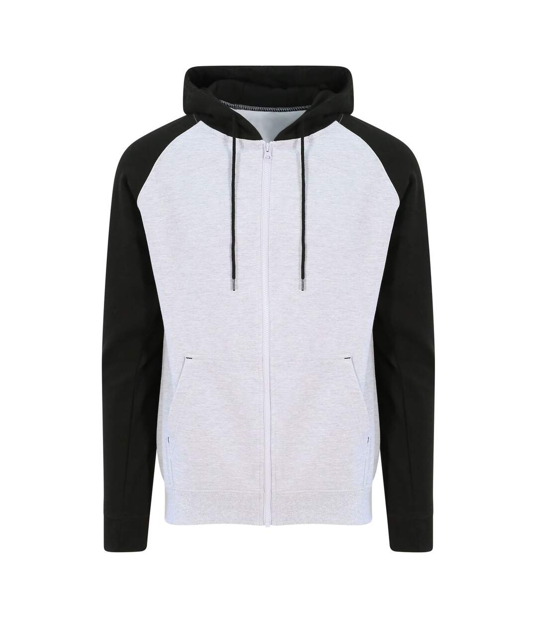 Veste zippée à capuche baseball homme - JH063 - gris clair et noir-2