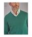 Mens Cashmere V Neck Jumper Dark Mint Marl WoolOvers-3