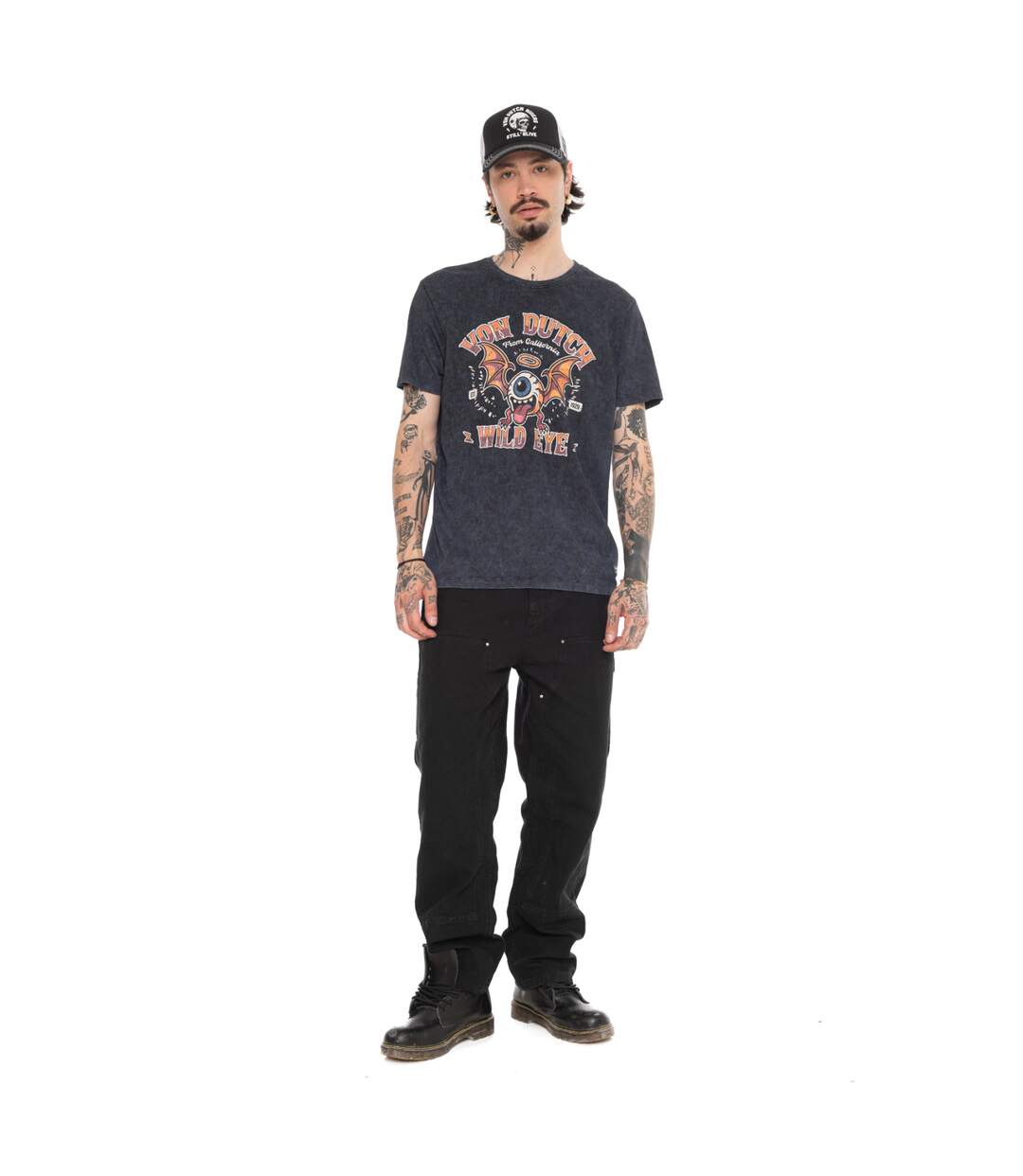 T-shirt homme regular col rond acid wash Leo Vondutch-4