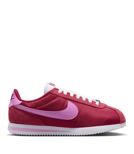 Womens/ladies Cortez Suede Trainers Red Pink Nike