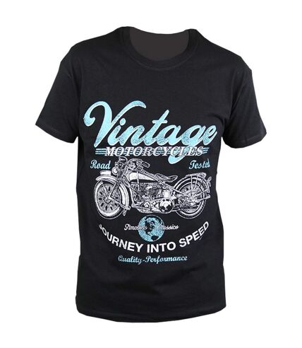 T-shirt homme manches courtes - Biker Vintage Motorcycle 22700 - noir