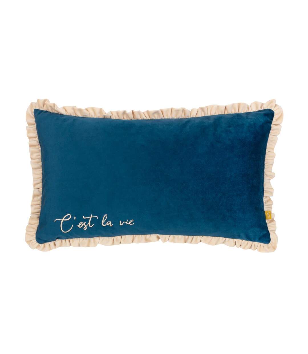 Cest la vie embroidered cushion cover 30cm x 50cm navy Furn-1