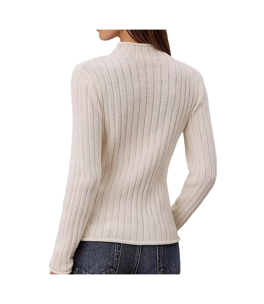 Pull beige femme calvin klein jeans woven label-2