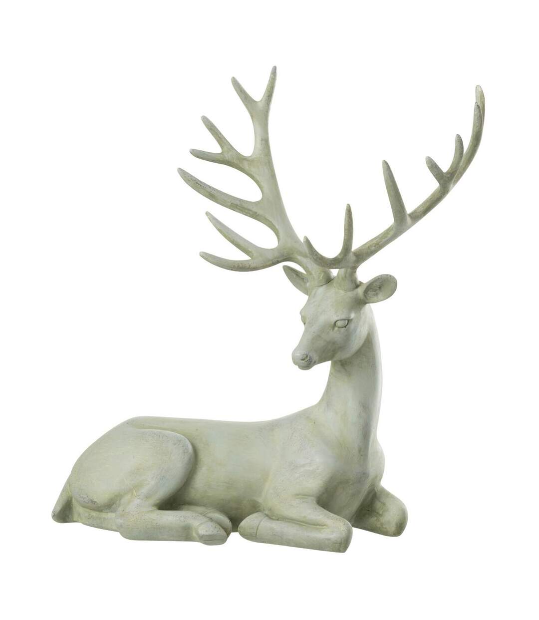Statuette Cerf Déco Couché 29cm Bleu Gris-1