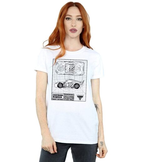 Disney - T-shirt CARS LIGHTNING MCQUEEN BLUEPRINT - Femme (Blanc) - UTBI16072