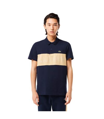 Mens Pique Stretch Regular Polo Shirt Navy Cream Lacoste