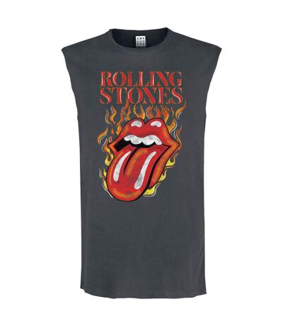 Amplified Mens Hot Tongue The Rolling Stones Tank Top (Charcoal)