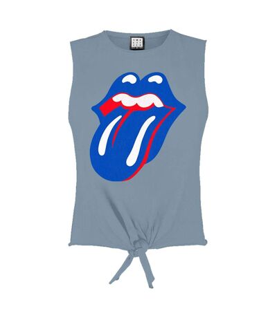 Amplified Womens/Ladies Blue & Lonesome The Rolling Stones Sleeveless Crop Top (Strange Blue)