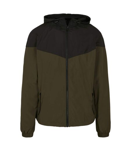 Veste Coupe-vent Adulte Olive Foncée Noir Build Your Brand