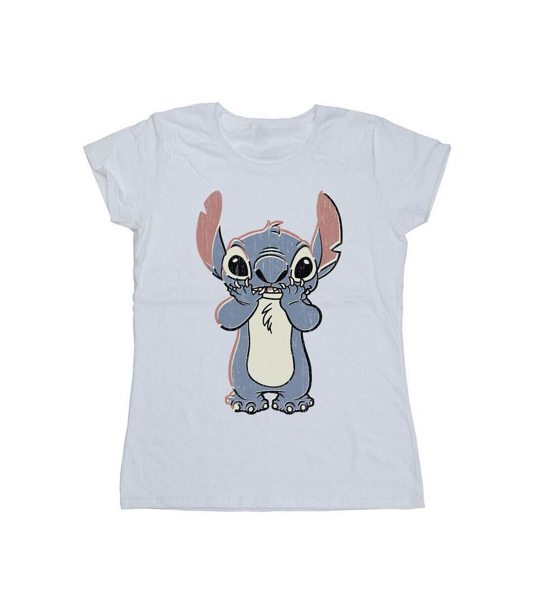 Disney T-shirt en coton à gros motifs Lilo And Stitch Femme/Femme (Blanc) - UTBI25424-1