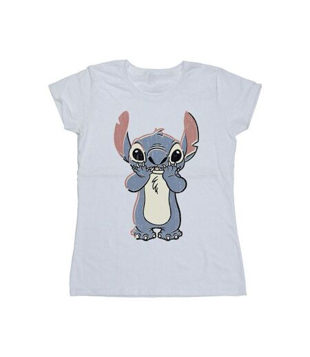 Disney T-shirt en coton à gros motifs Lilo And Stitch Femme/Femme (Blanc) - UTBI25424