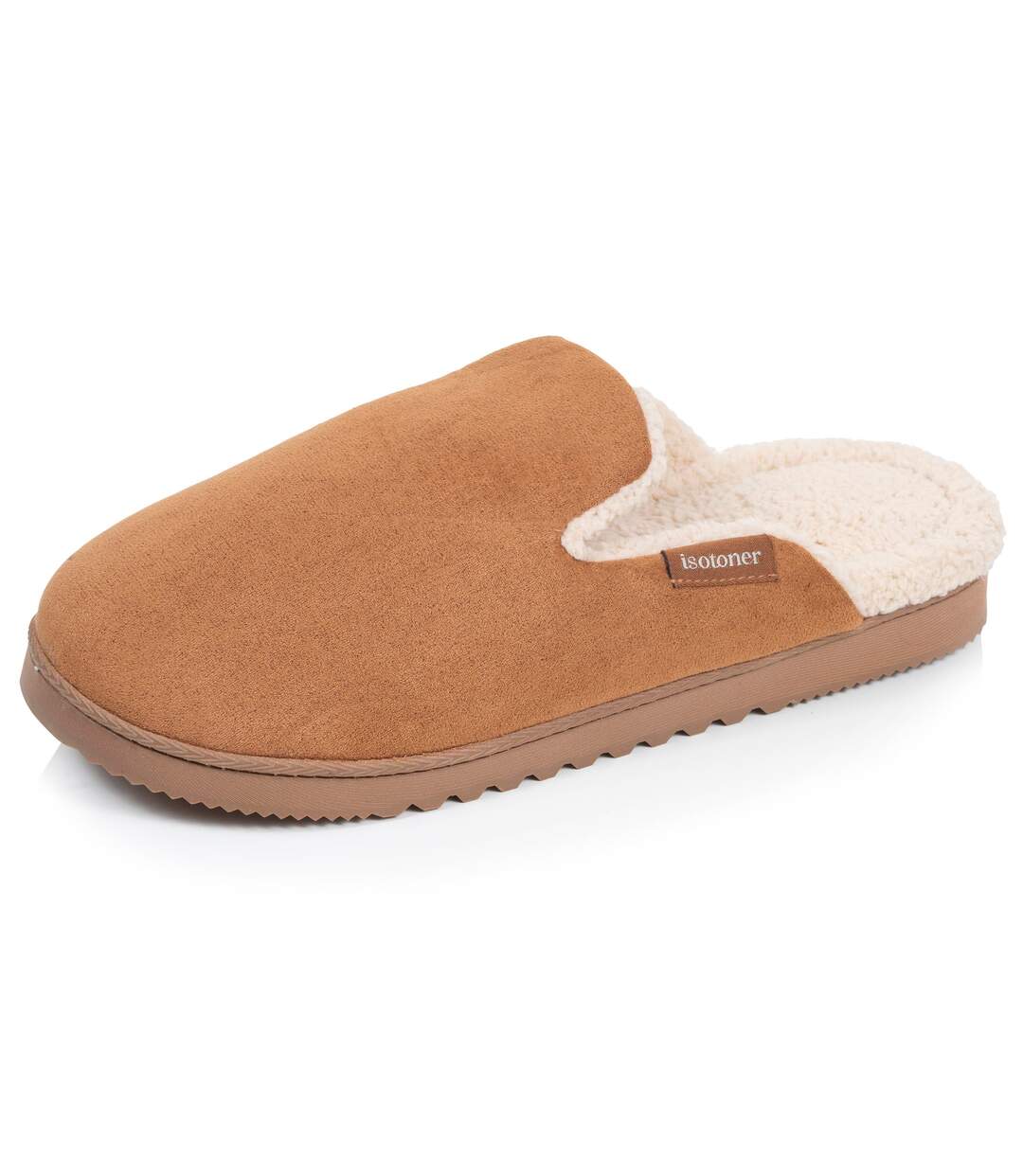 Isotoner Chaussons Mules homme ultra confortables, en suédine, semelle crantée-1