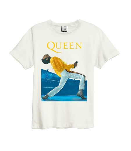 Unisex Adult Freddie Mercury Triangle Queen T-shirt Vintage White Amplified
