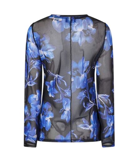 Womens/ladies Floral Sheer T-shirt Blue Ted Baker