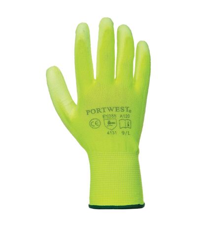 Portwest PU Palm Coated Gloves (A120) / Workwear (Pack of 2) (Yellow) (XL)