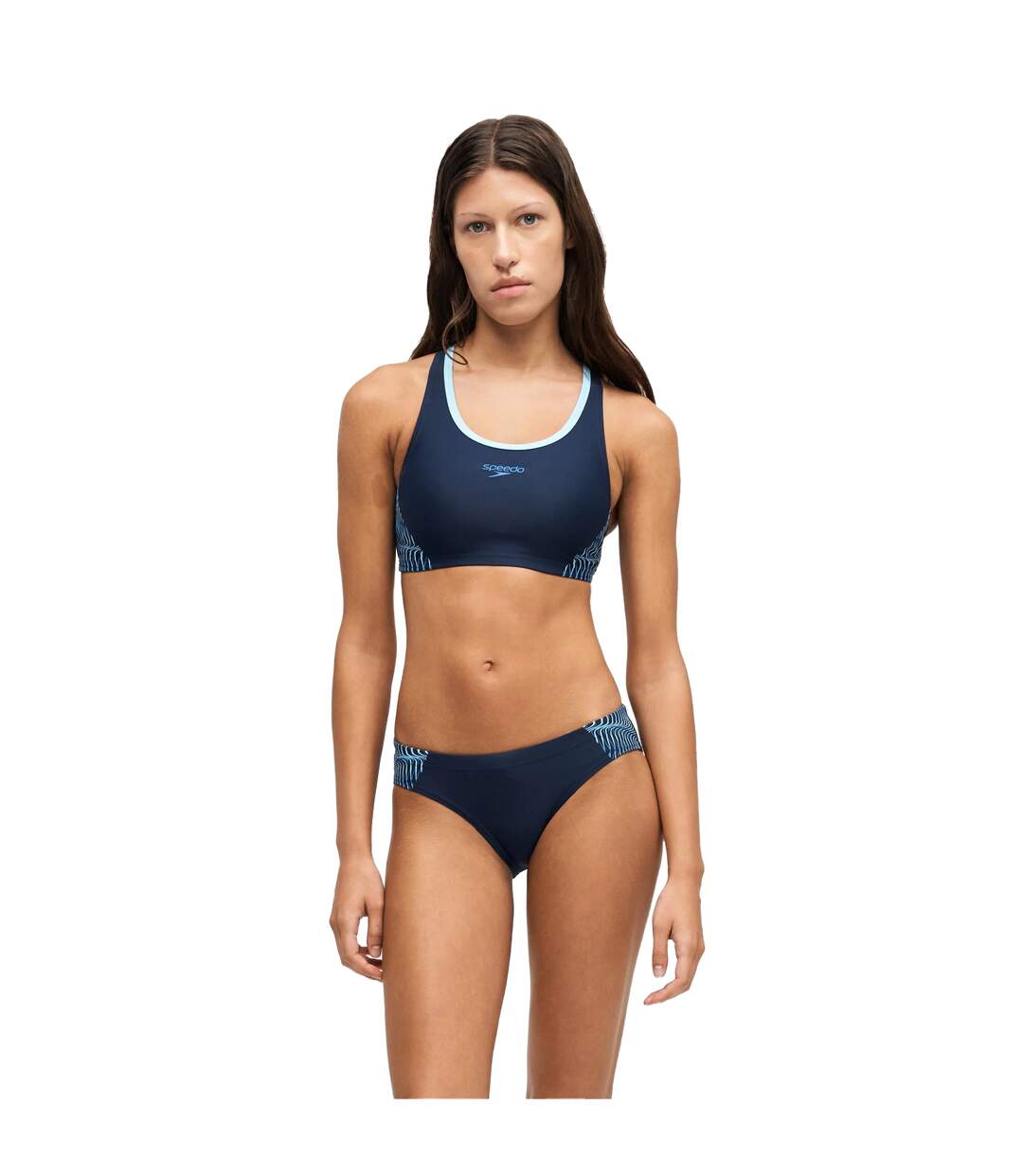 Womens/ladies Placement Racerback Two-piece Swimsuit Navy Speedo-4