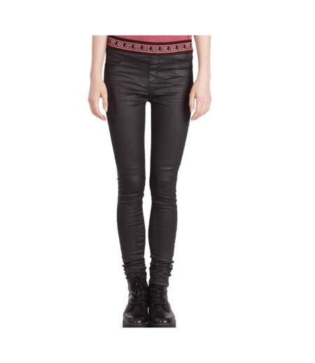 Jean simili cuir slim noir femme kaporal sable