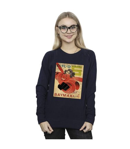 Disney - Sweat BIG HERO BAYMAX FLYING BAYMAX NEWSPAPER - Femme (Bleu marine) - UTBI11395