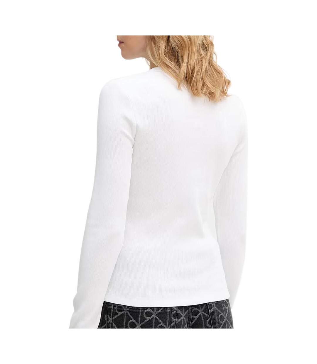 T-Shirt manches longues blanc femme calvin klein jeans label-2