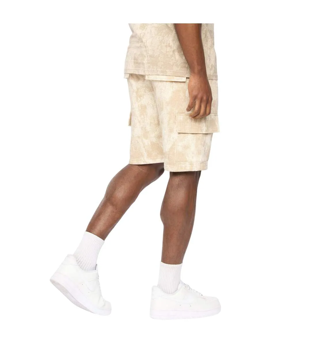Mens Bardon Camo Cargo Shorts Neutral Camo Crosshatch-3