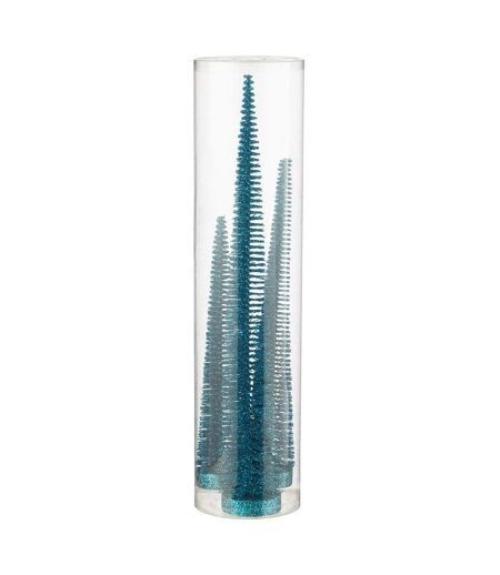 Lot de 3 Sapins de Noël Déco Paillettes 40cm Bleu