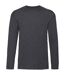 Unisex adult valueweight plain long-sleeved t-shirt dark heather Fruit of the Loom