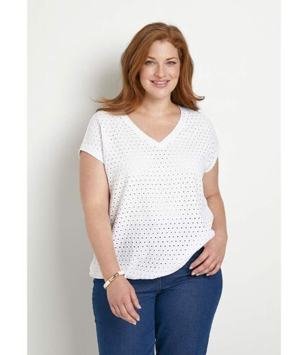 T-shirt ample blousant court uni col V