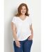 T-shirt ample blousant court uni col V-1
