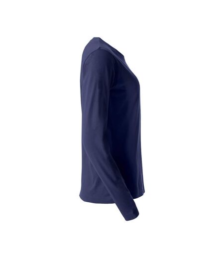 Womens/ladies Basic Long-sleeved T-shirt Dark Navy Clique