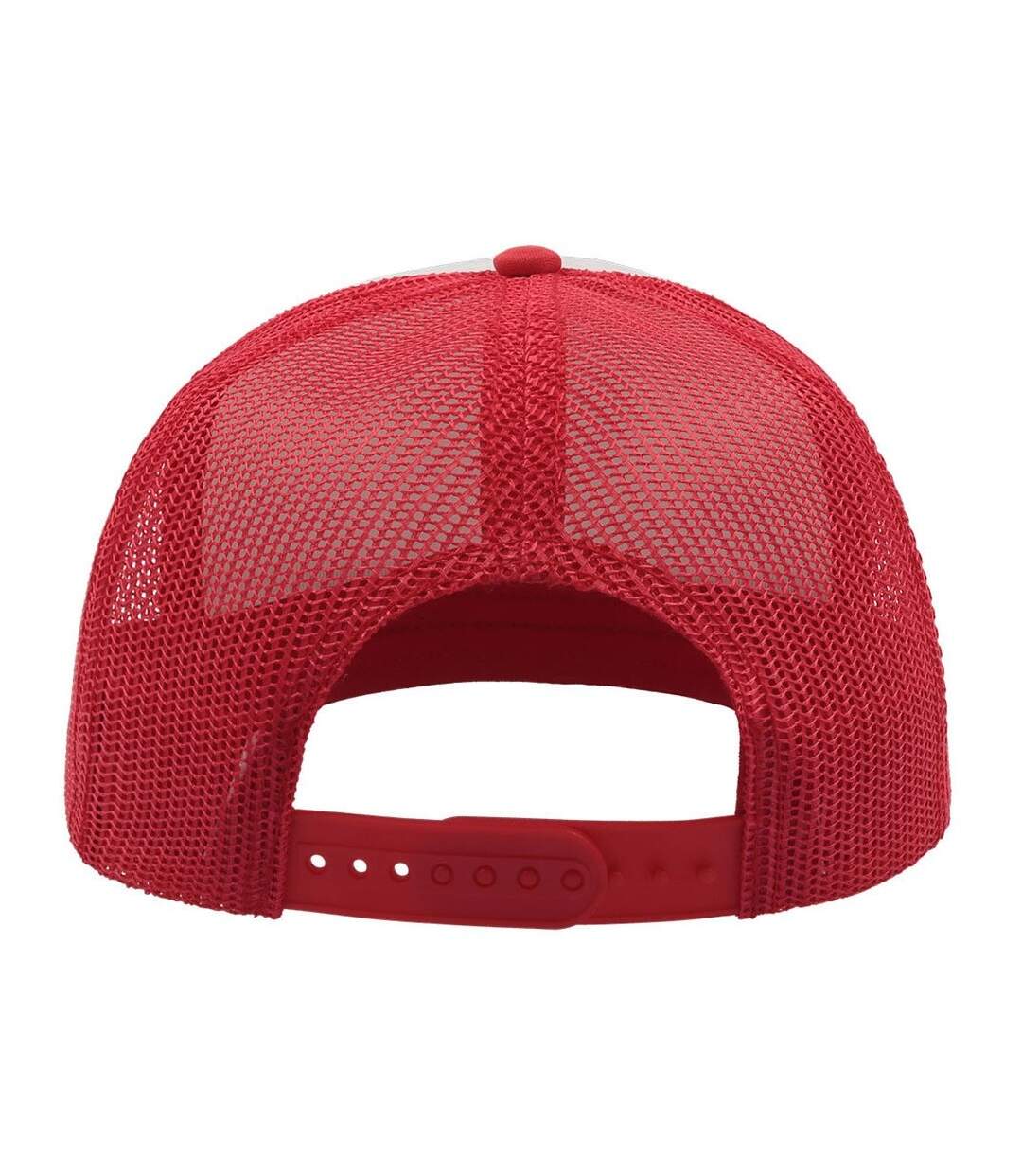 Unisex Snap 90s Flat Visor 5 Panel Trucker Cap White Red Atlantis-2