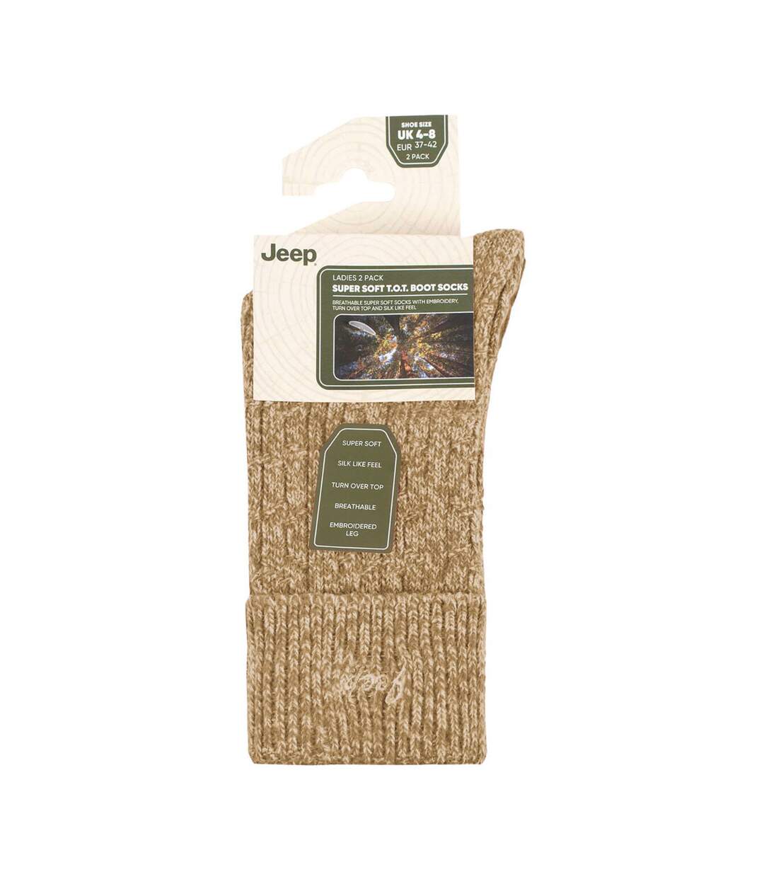 2 Pack Ladies Turn Cuff Boot Socks | Performance Polyester Walking Socks-2