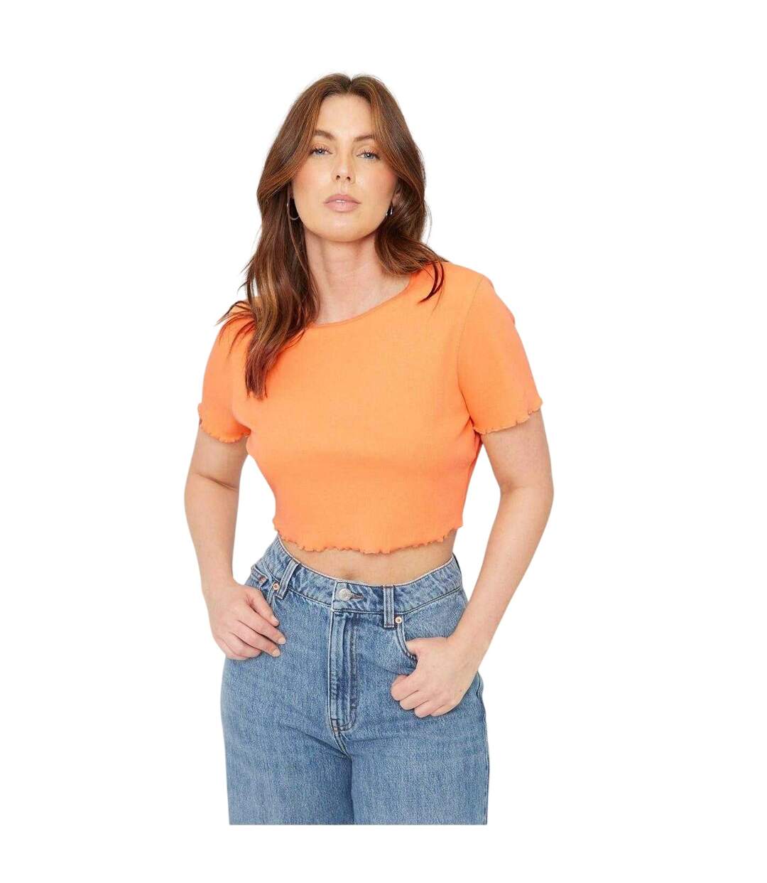 T-shirt Court Motif/style Uni Femme Orange Be You-2