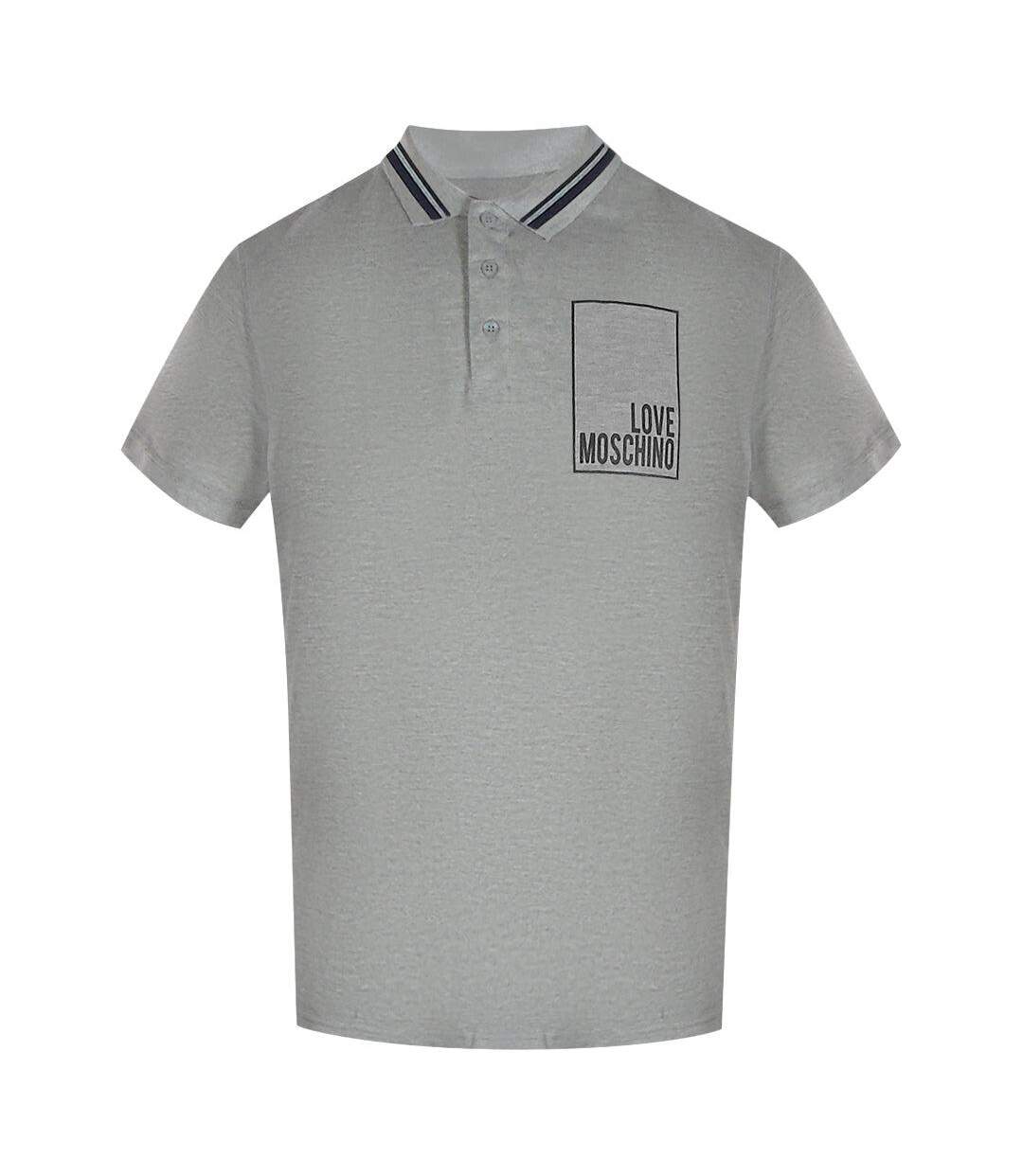 Polo Motif/style Logo Rectangulaire Homme Gris Love Moschino-1