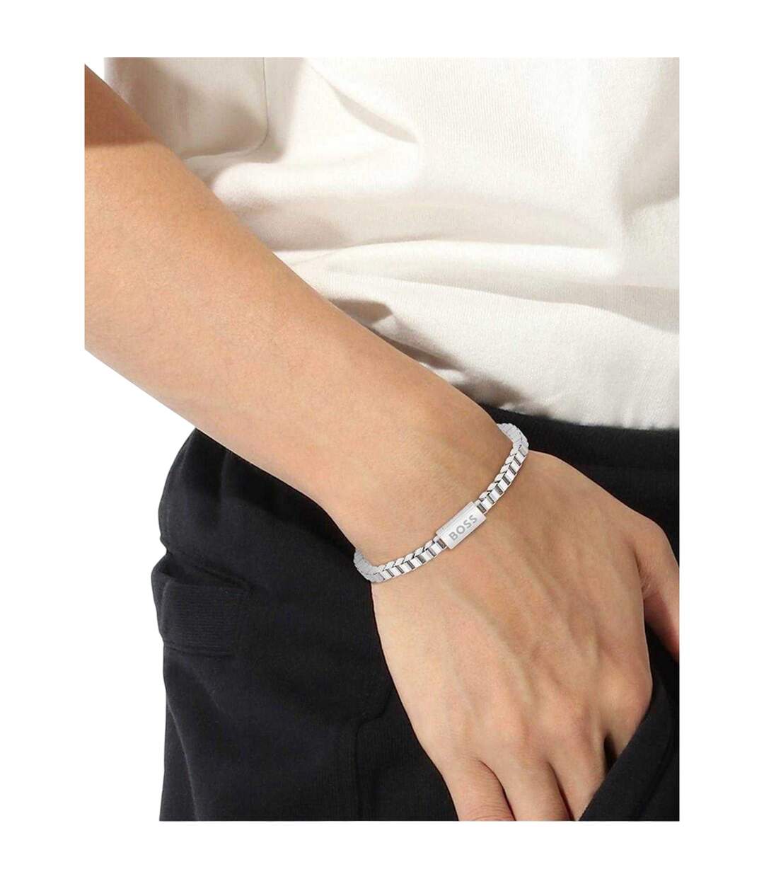 Mens Bracelet One Size Silver Boss-3