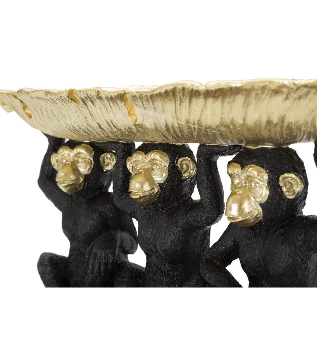 Vide-Poche Statuette 3 Singes 43cm Noir & Or-4