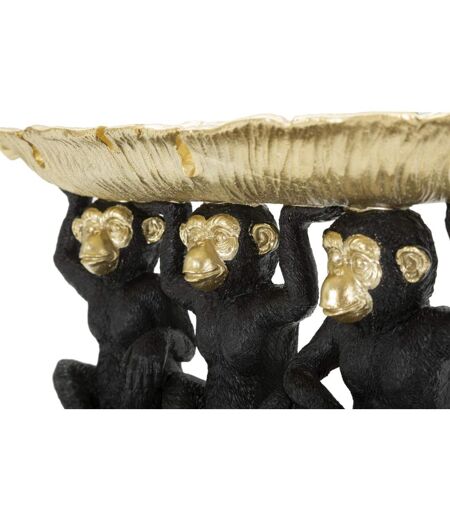 Vide-Poche Statuette 3 Singes 43cm Noir & Or