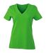 T-shirt col V - extensible - JN928 - VERT CITRON - femme - manches courtes