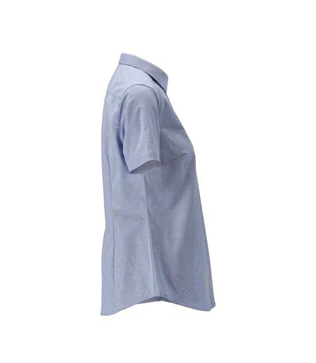 Womens/ladies Frontline Oxford Short-sleeved Shirt Light Blue Mascot