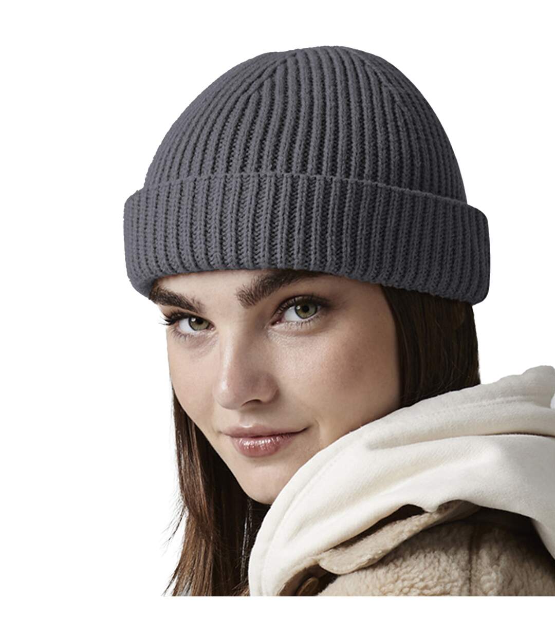 Unisex adult recycled harbour beanie graphite grey Beechfield-2