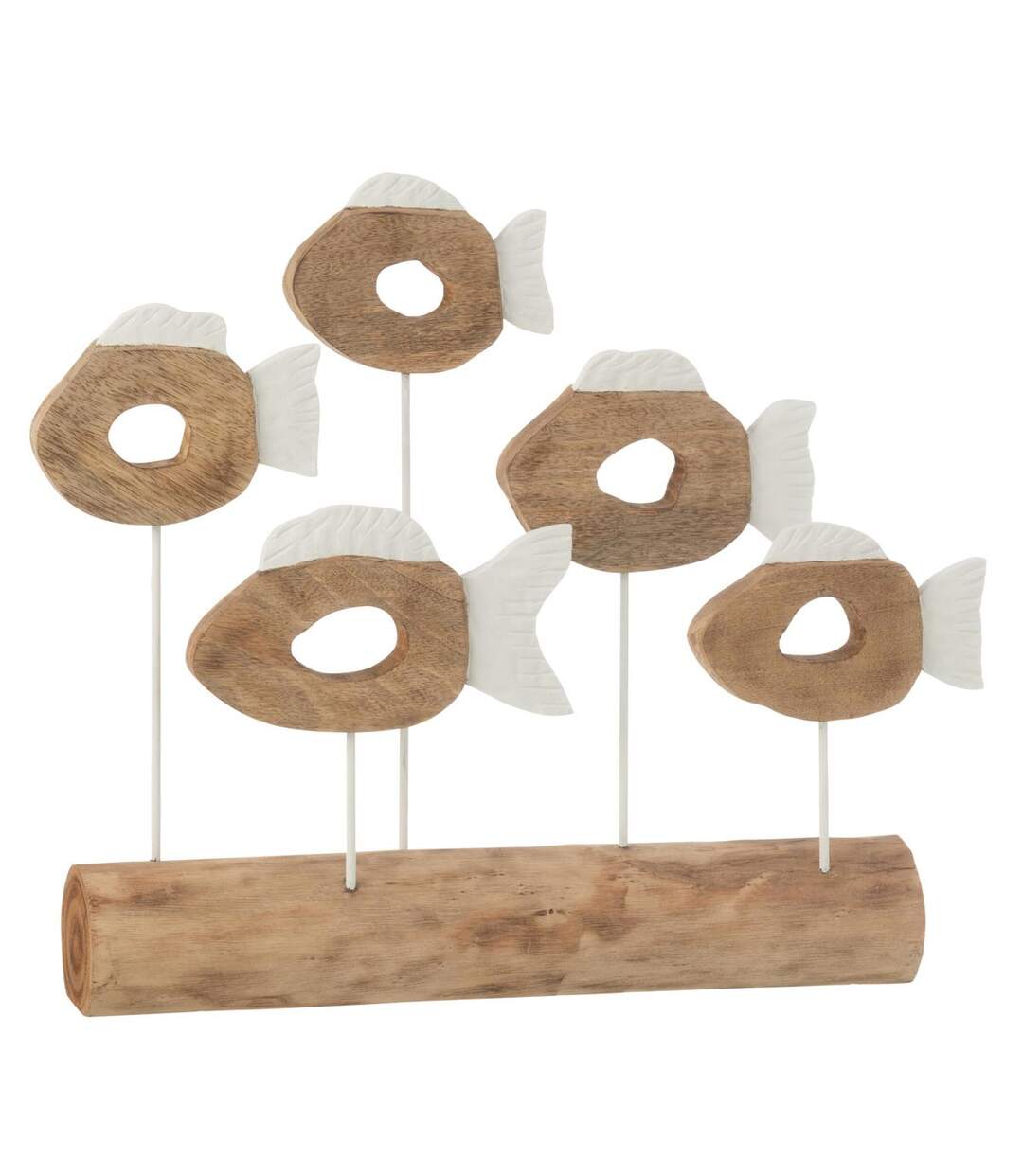 Statue 5 Poissons sur Pied en Bois Vernon 53cm Naturel-1