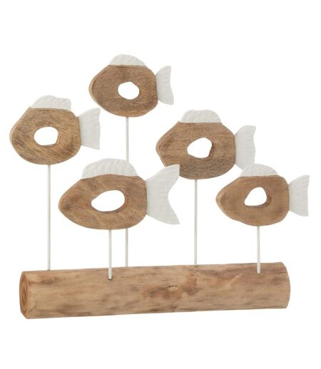 Statue 5 Poissons sur Pied en Bois Vernon 53cm Naturel
